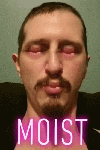 a man looking at the camera with words saying moust