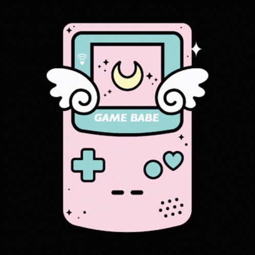 the game babe logo on top of a pink cell phone