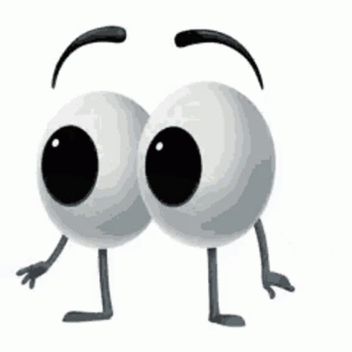 two balls with eyes standing in front of each other