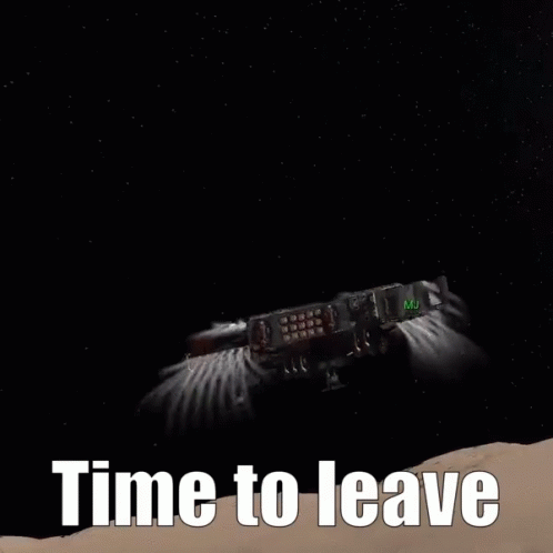 a text message that says, time to leave with an alien like object