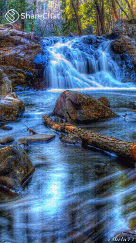 the po is a blurry picture of a small waterfall