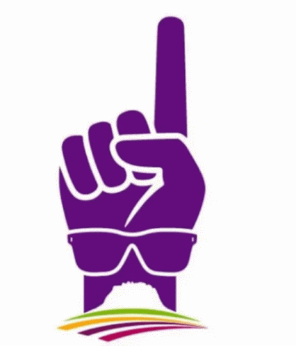 a purple hand with a peace symbol on it