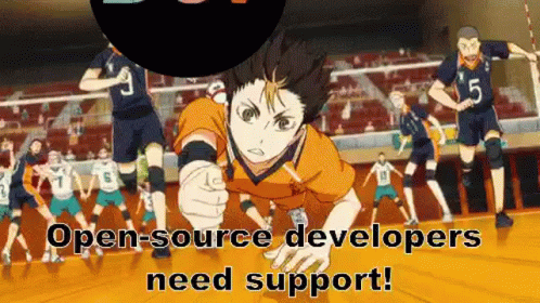 cartoon character with caption that says, open - source web experts need support