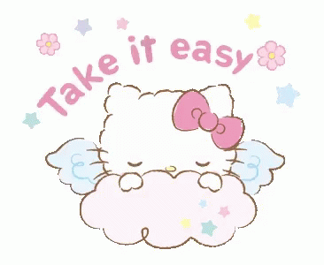 a hello kitty with angel wings and the words take it easy