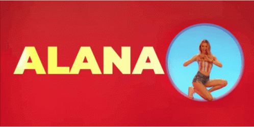 a blue and yellow video sign with the word allana in it
