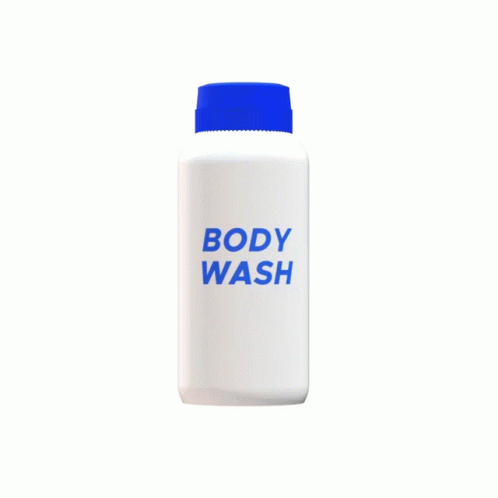 an orange and white bottle that says body wash