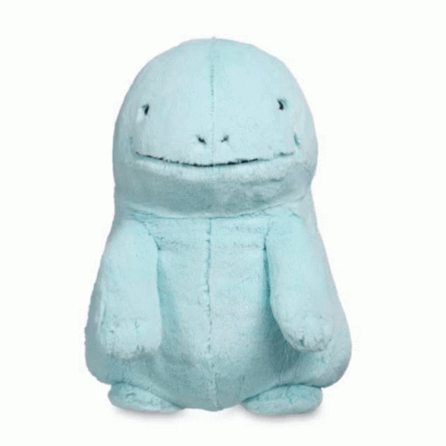 the plush toy is white and has a smiling face