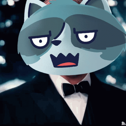 an angry ra in a tuxedo, but also has eyes drawn
