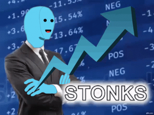 a cartoon man holding a chart pointing to a strong trend