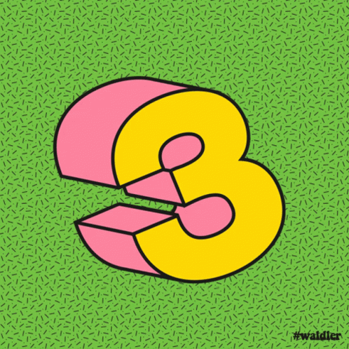 an image of the number three with a leaf pattern