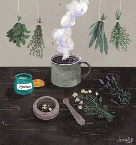 a painting of a cup with steam coming out