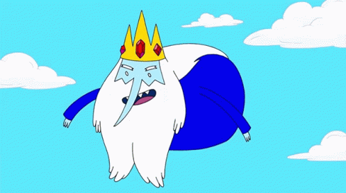 a cartoon character wearing a king crown and waving