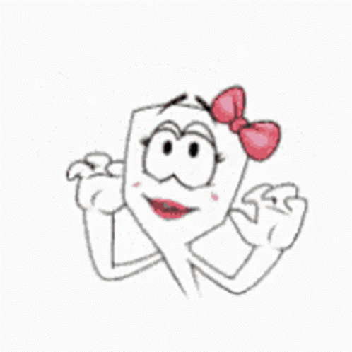 an animated drawing of a girl with her hand up