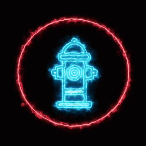 the circular background has a fire hydrant in the middle