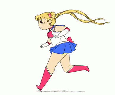 a drawing of a girl running in a costume