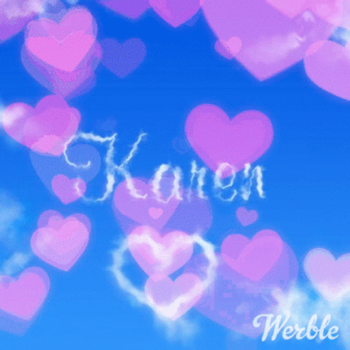 an orange background with pink hearts and the word kanon written in the bottom right corner