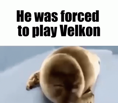 there is an image with the caption he was forced to play velkon