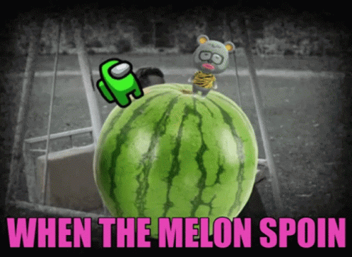 the watermelon is a person jumping from a building