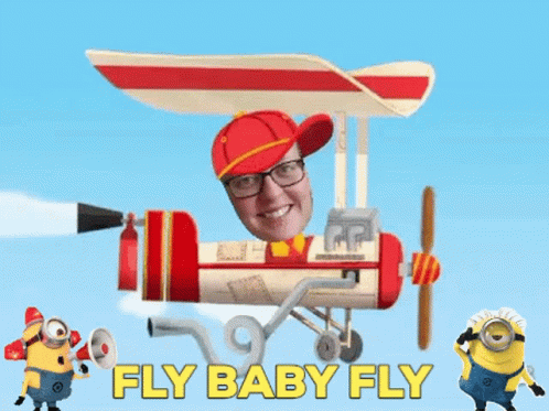 cartoon characters and a poster for a baby plane