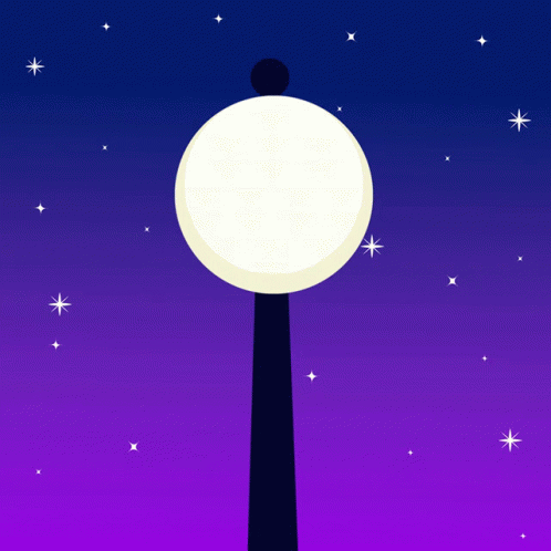 a night scene with a streetlight and stars
