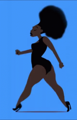 the animated woman is running in an unusual pose
