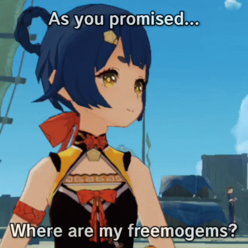 an anime girl with a weird caption says as you disguised, where are my freemeograms?