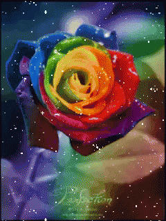 a multicolored rose has been drawn with the image as well