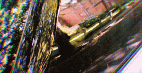 a very colorful, distorted video is shown