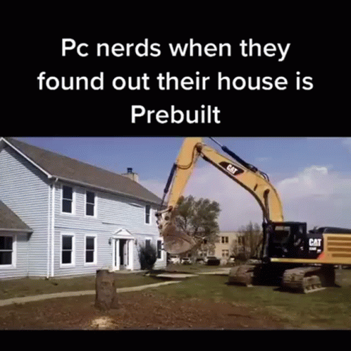 a house with an excavator is shown as if there are no people around