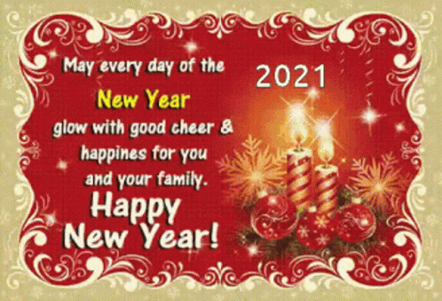 a happy new year 2021 greeting card with blue candles