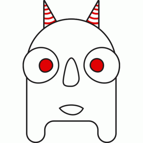 a drawing of a cat face with horns on