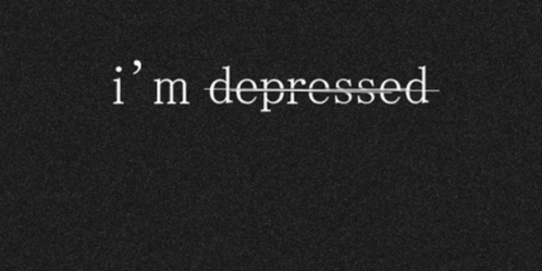 the word i'm depressed written on a black background