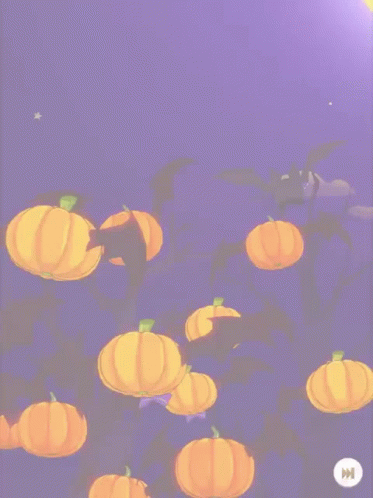 a purple and blue background with pumpkins