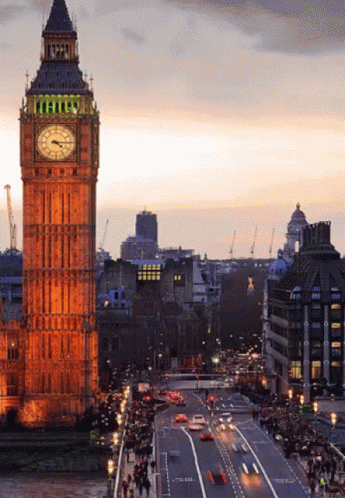 big ben in london and other buildings with lights