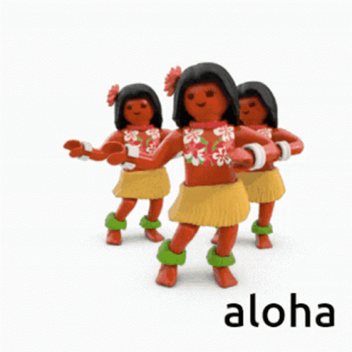 three little plastic figurines, both wearing matching clothing