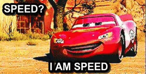 the purple car in cars movie has the words are speed