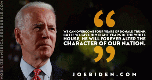 the quote on joe biden is featured over a picture of him