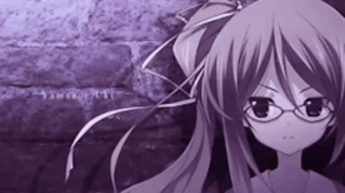 an anime anime girl with glasses and long hair