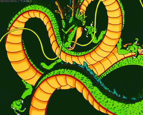 an art work shows a green dragon in a dark background