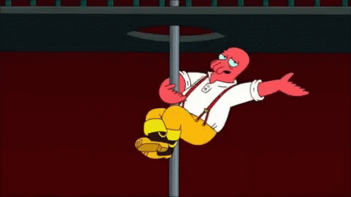 a cartoon character skateboarding in front of a bar