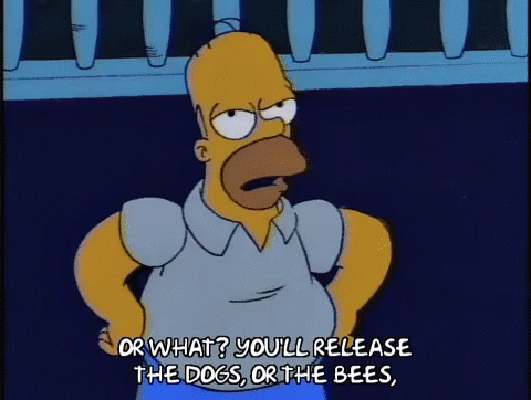 a cartoon scene with the simpsons saying,'or what you are please the dosofies of the bees
