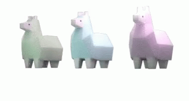 three llama paper machs standing in a line