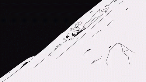 a black and white illustration of people climbing up a mountain