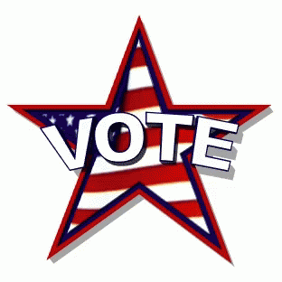 the word vote in a star with an american flag