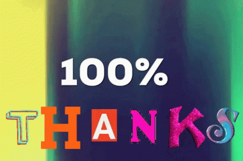 the words thanks are spelled in bright letters
