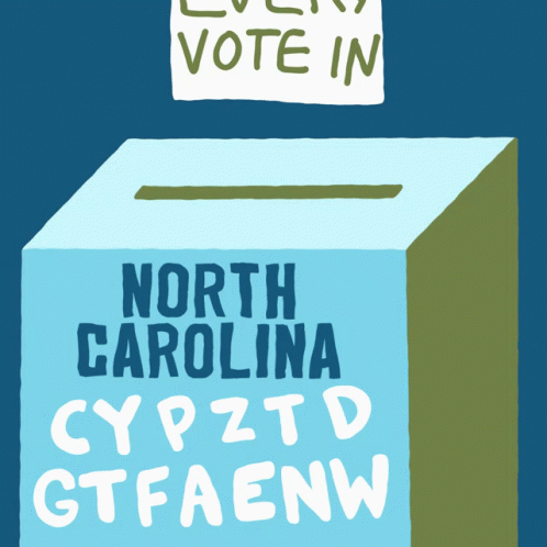 a cartoon image of north carolina, and a box with the word