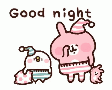 an image of two cartoon animals with the caption'good night '