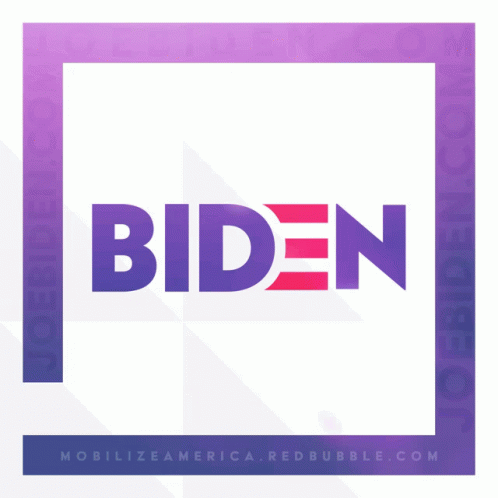 a red and purple bidn logo on white background