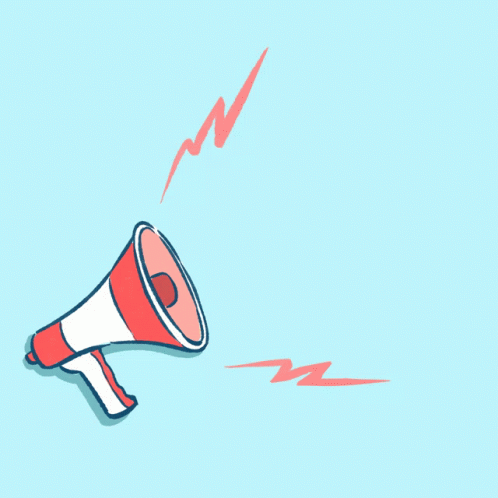a blue and white megaphone is blowing through a purple area