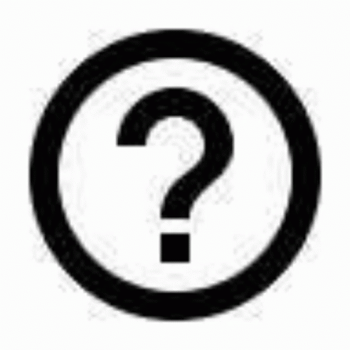 a black and white question mark in a circle